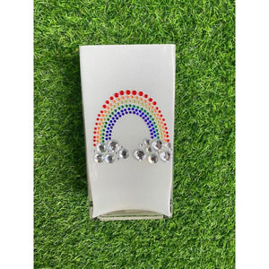 OOAK Tall White Rainbow Rhinestone Vase - Colorful Bling Gem Planter